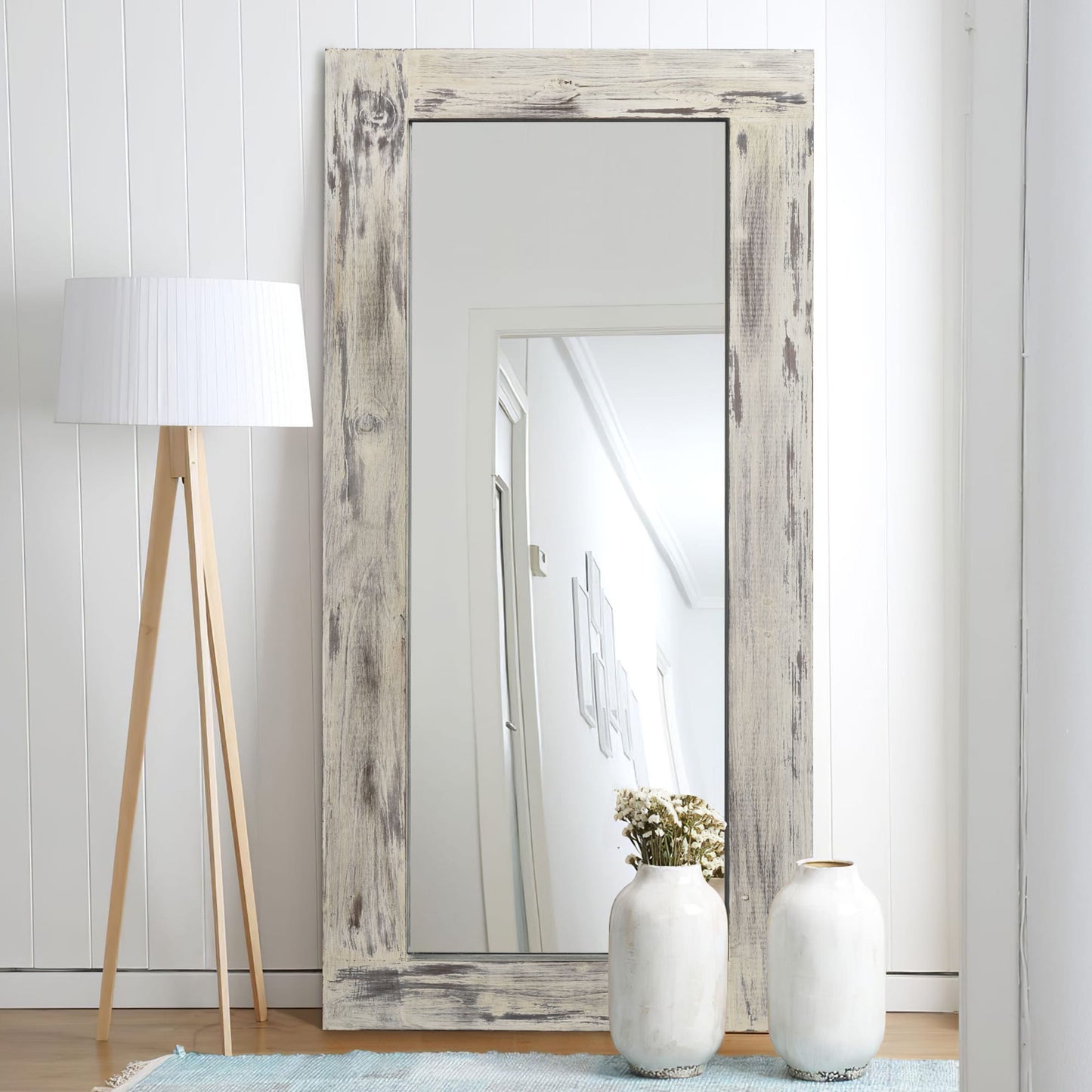 Dovelina 32-in W x 71.0-in H Rectangle Weathered White Framed Full Length Wall Mirror