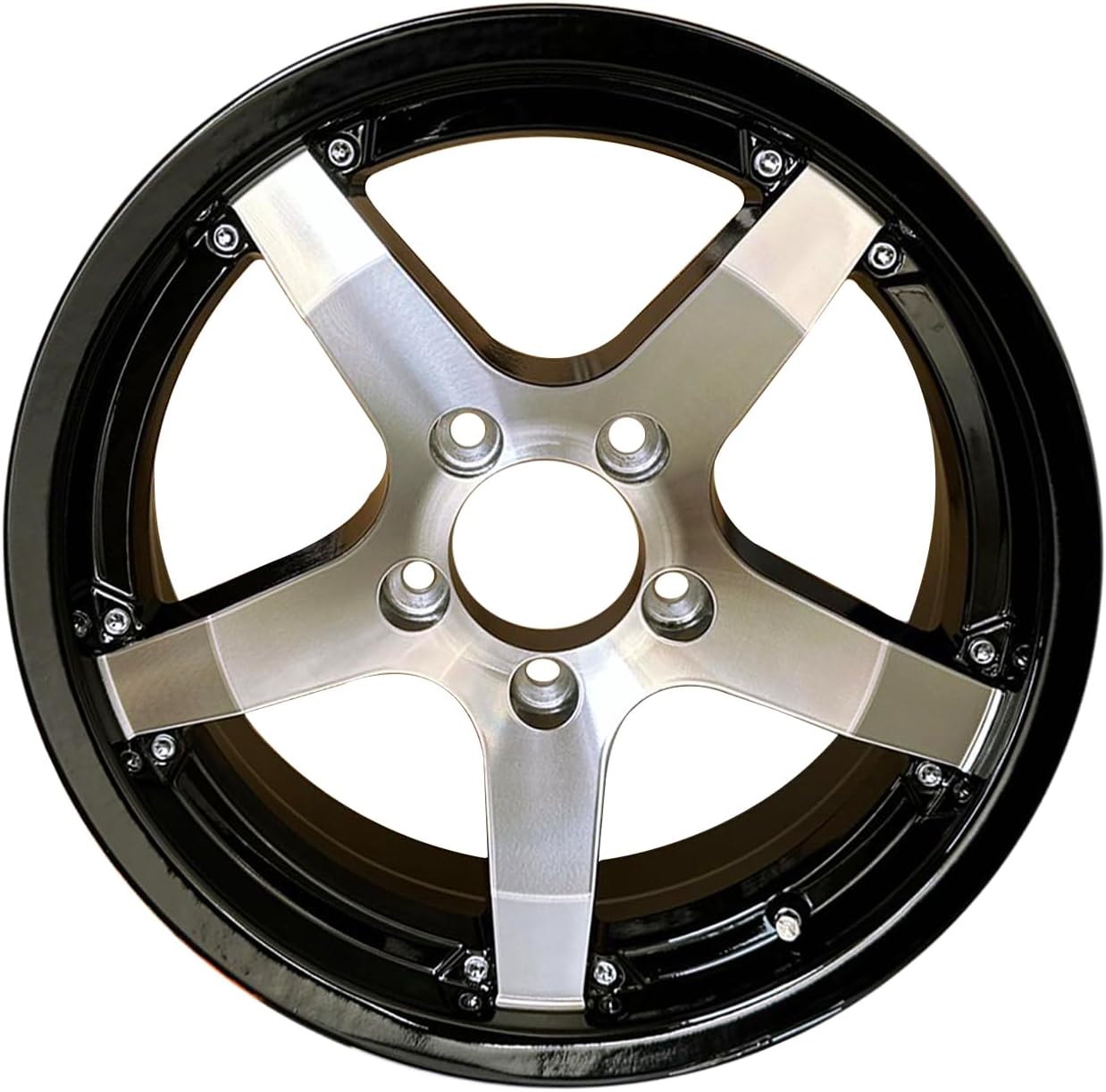 Generic 15x5 5x4.5 Black Machine Faced Trailer Wheel 5 Lug Trailer Rim