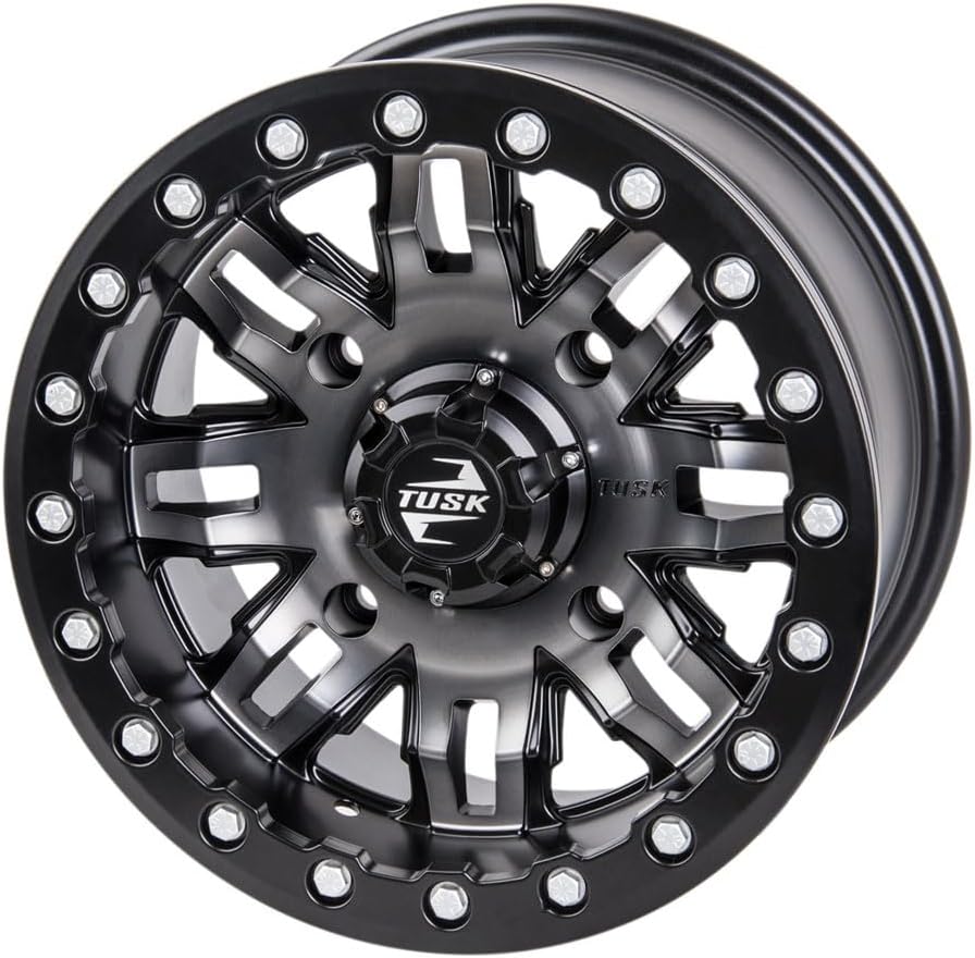 4/137 Tusk Teton Beadlock Wheel 14x10 5.0 + 5.0 Gun Metal/Black