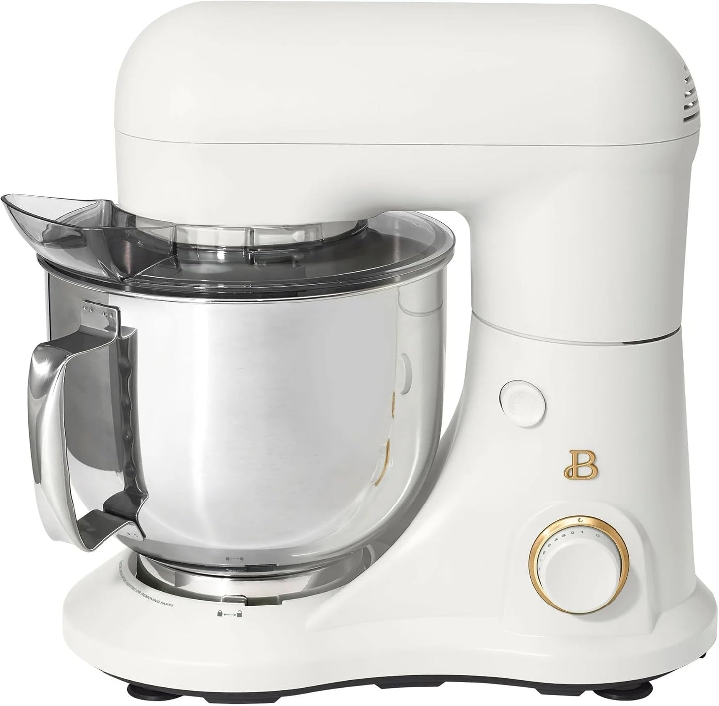 Beautiful 5.3 QT Stand Mixer w\/Tilt-Head Design, Stainless Bowl, 300-Watt Power, 12-Speed Control, Includes Beater, Dough Hook, Whisk, Splash Shield (White Icing)