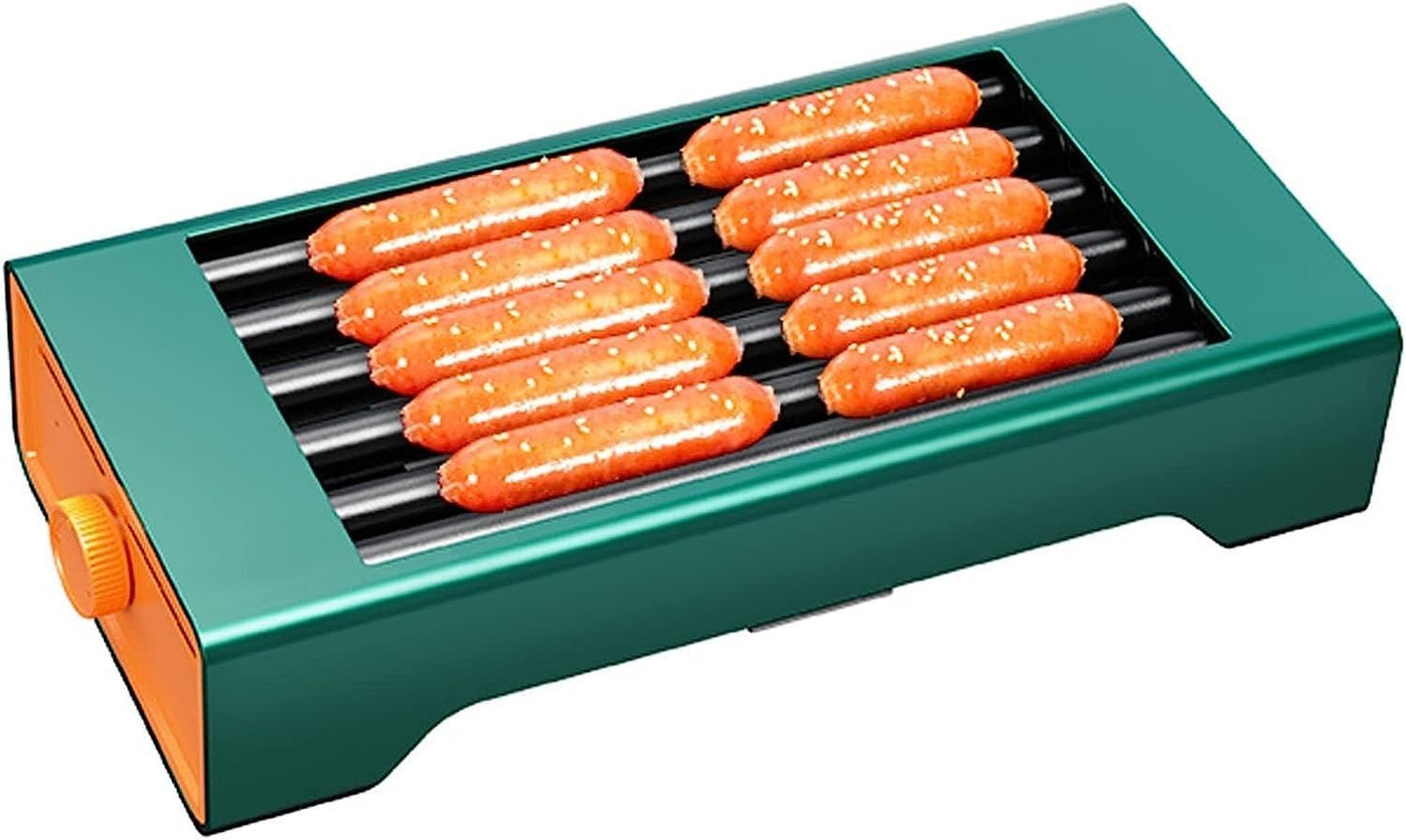 hotdog roller grill Desktop Mini Small Household Grilled Sausage Hot Dog Maker, Non-Stick Rollers Removable Drip Tray,for Children And Adults (Color : Blue, Size : 6 rods)