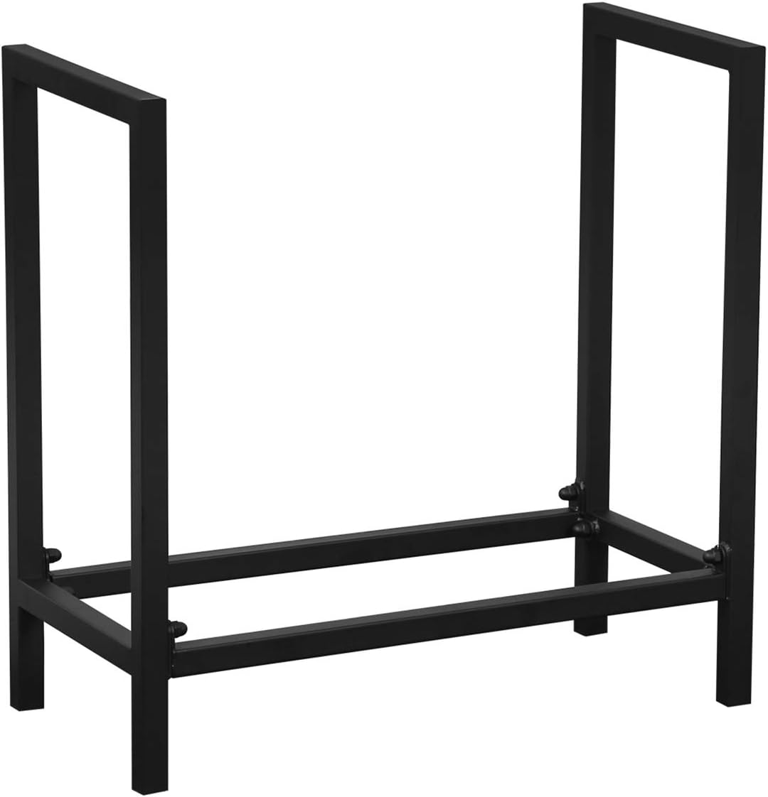 Firewood Rack Log Holder - 24 Inch Black Steel Indoor/Outdoor Firewood Storage