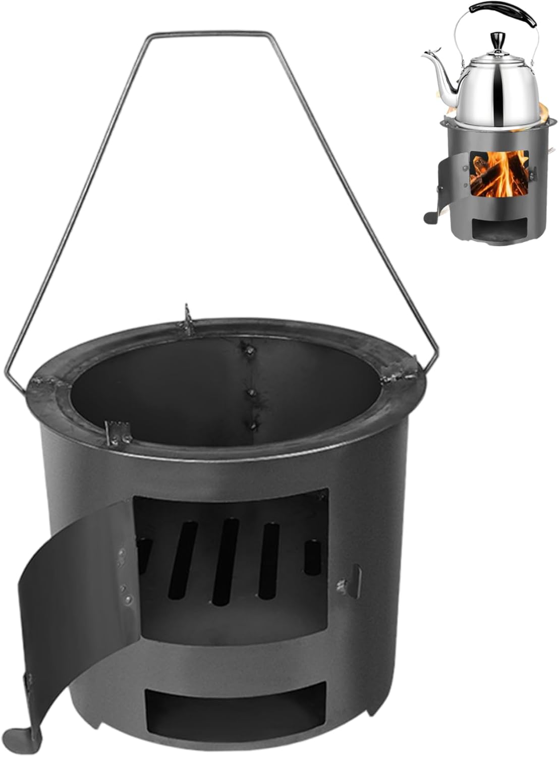 Tabletop Fire Pit Portable Tabletop Fire Pit with Large Opening Low Smoke Camping Stove Fueled by Pellets or Wood for Outdoor/Patio Outdoor Living.-