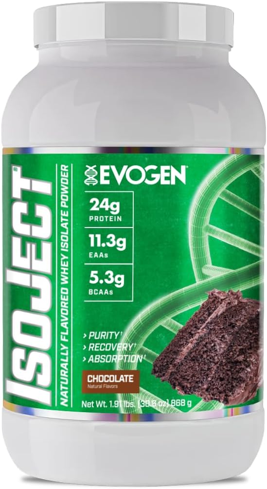 Evogen Isoject Naturals - Whey Protein Isolate | Naturally Flavored, Ultra-Pure Whey Protein Powder with Ignitor™ Enzymes, BCAAs, and EAAs | Enhanced Absorption & Recovery | Chocolate | 28 Servings