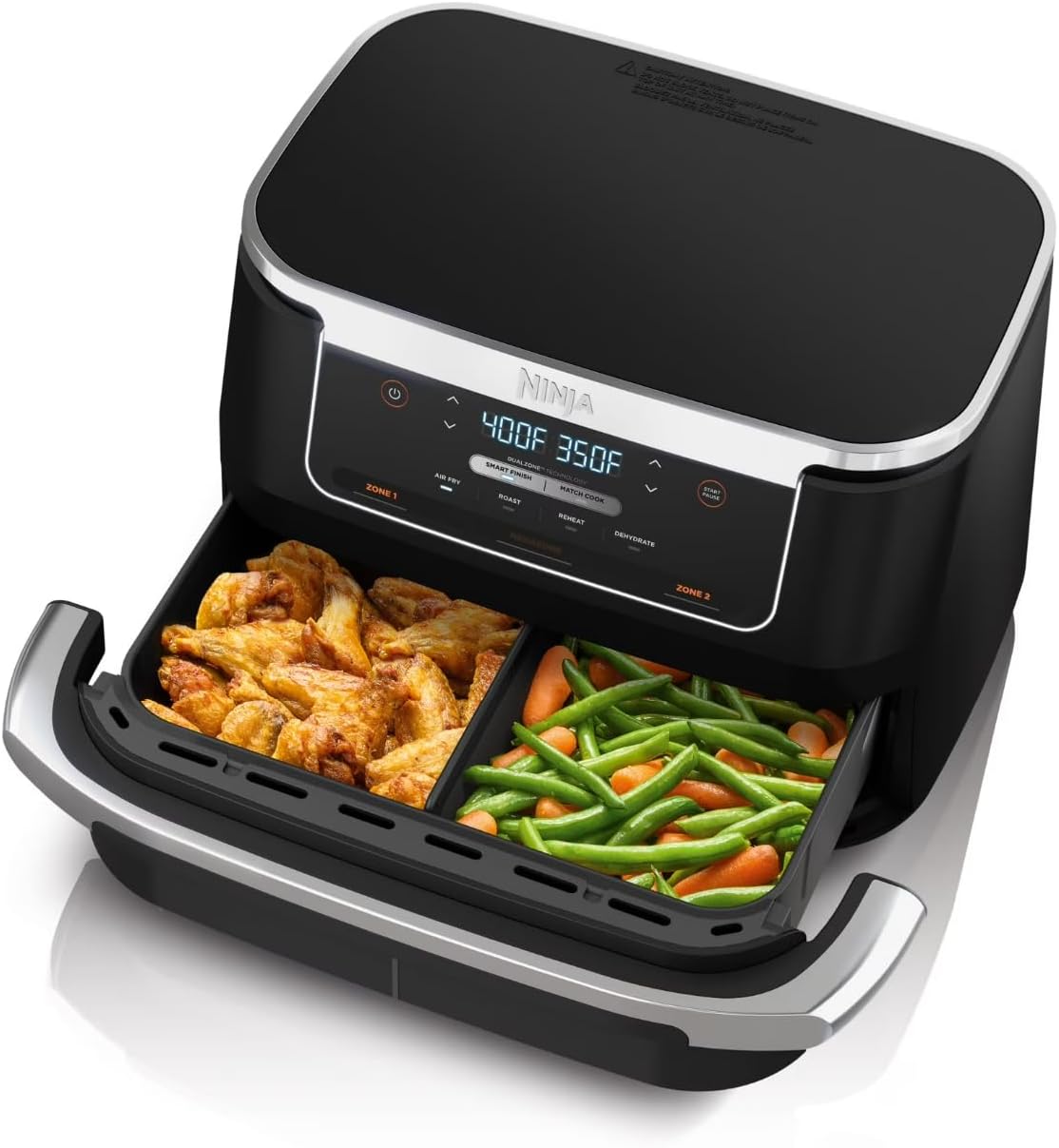 Ninja 4-in-1 Dual Basket Air Fryer with Divider \u2013 7 Qt MegaZone Capacity, Independent Controls, Rapid Air Circulation & Digital Touch Panel \u2013 Family Size Smart Fry, Roast, Reheat & Dehydrate System