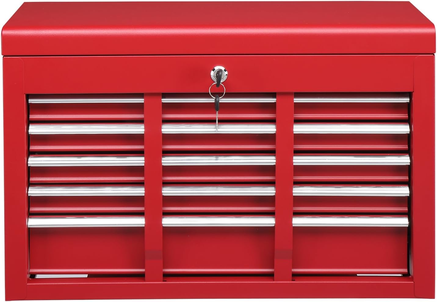 Winado 24" Portable Tool Box, 5 Drawers & Top Storage Tray Tool Box with Drawers, Lockable Metal Tool Chest Cabinet for Garage, Warehouse, Repair Shop & Home, Red