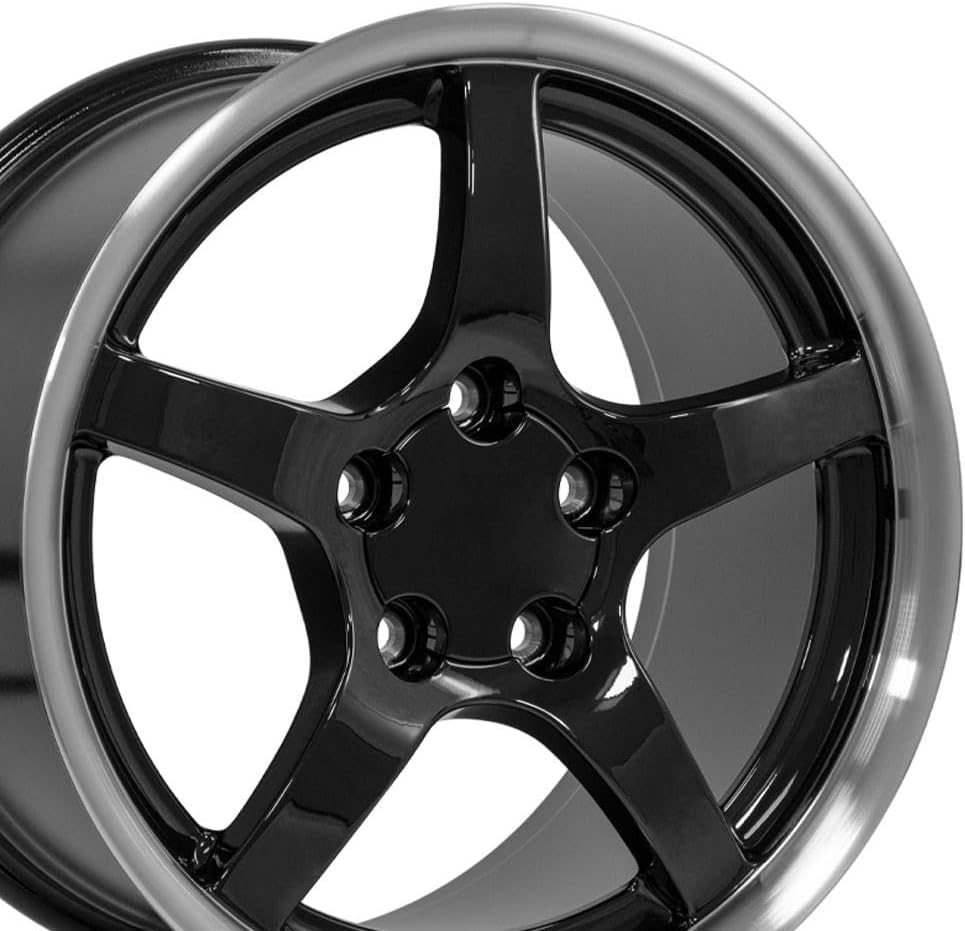 OE Wheels CV05 17 Inch Rim Fits Corvette C5 Style 5x120.65 17x9.5 Gloss Black Machined Lip (1)