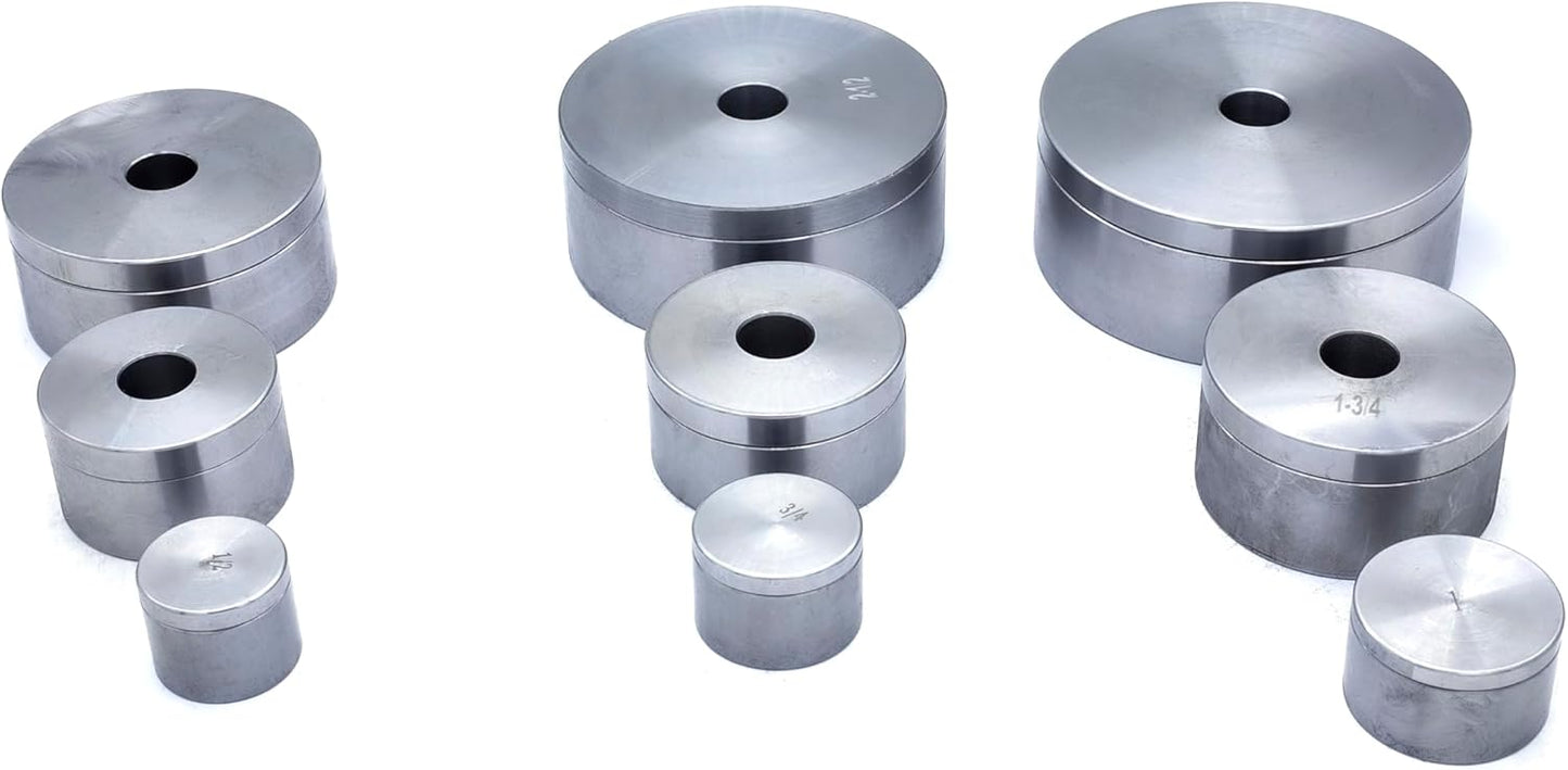 9 Piece Dimple Die Set : 1/2", 3/4", 1", 1-1/4", 1-1/2", 1-3/4", 2", 2-1/2", 3"