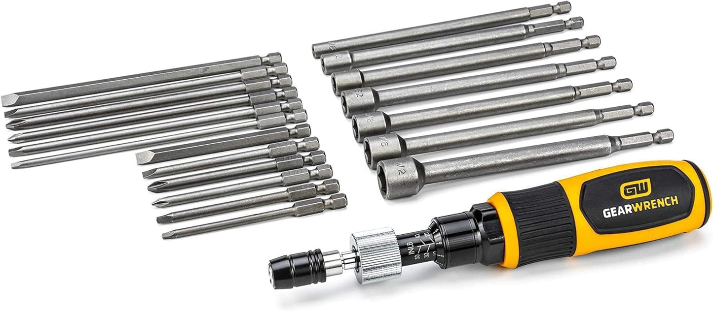 GEARWRENCH 20 Pc. 1/4" Drive Torque Screwdriver Set 10-50 in/lbs. - 89620