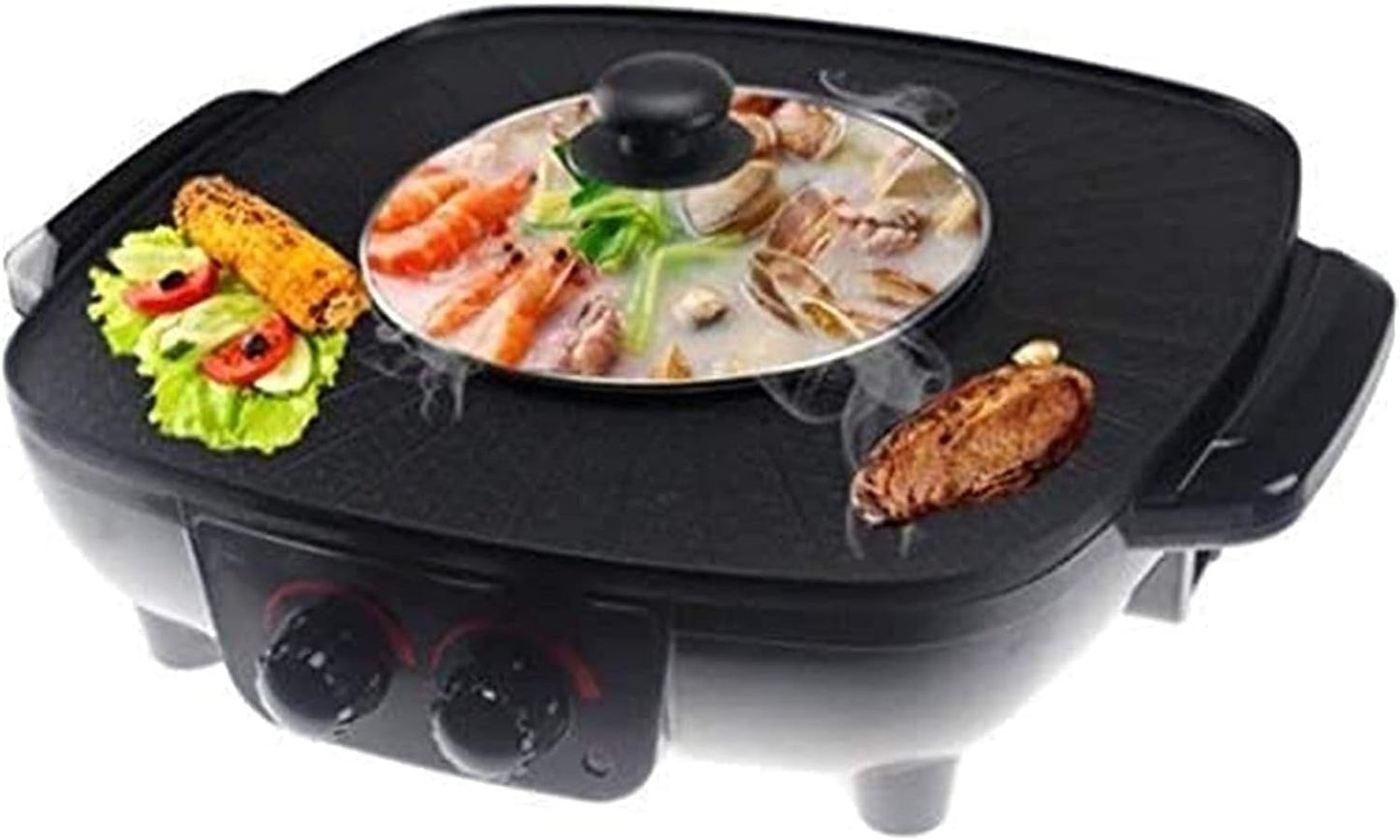 Barbecue Double Pot Hot Pot, Integrated Rice Cooker, Electric Baking Pan Electric Hot Pot Electric Barbecue Barbecue grills,Household Nonstick Electric Griddle