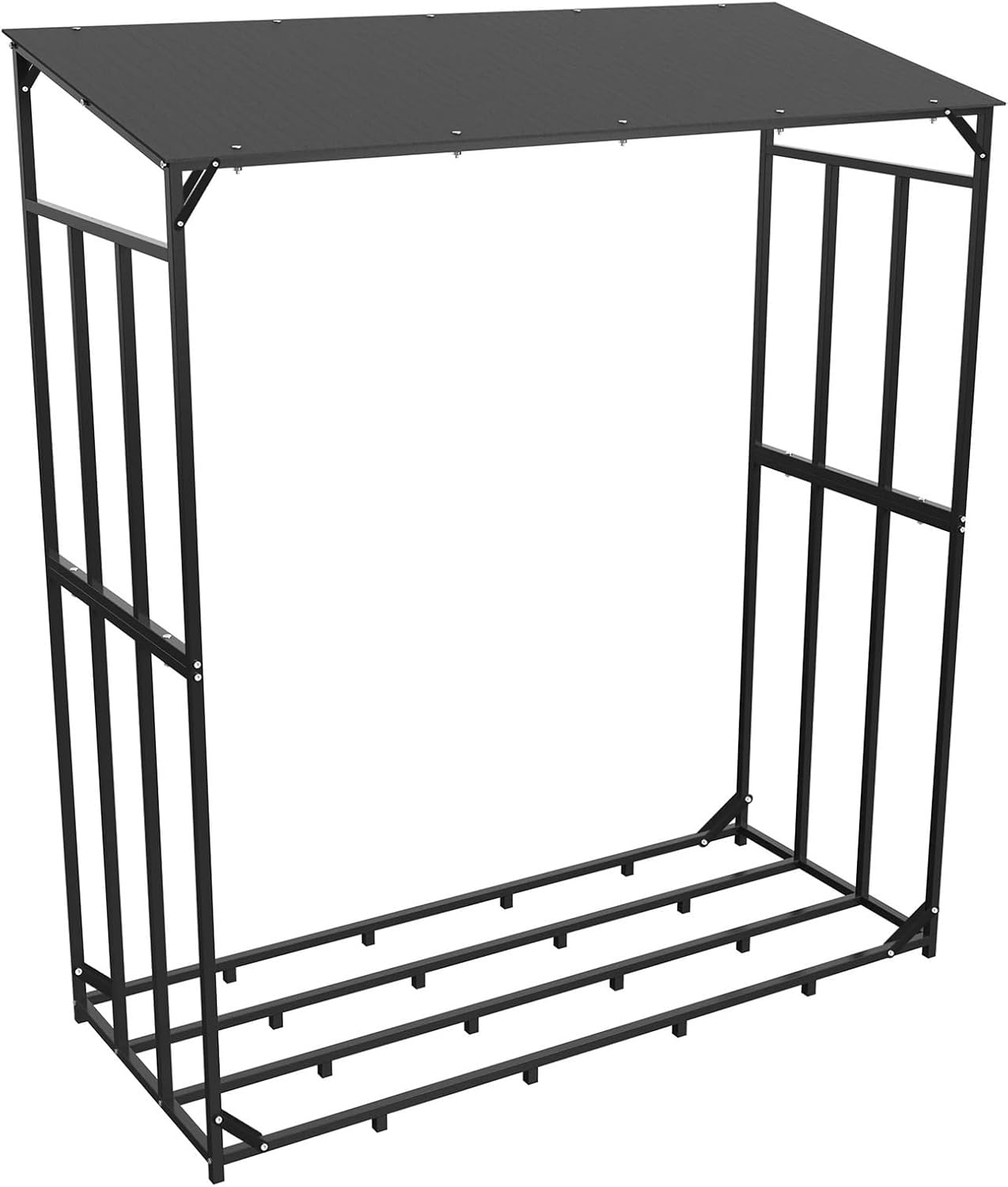 Firewood storage rack Heavy Duty Tall Metal Firewood Rack Stand with Top Cover Fireplace Wood Storage Stacking Holder for Outdoor Deck, Backyard