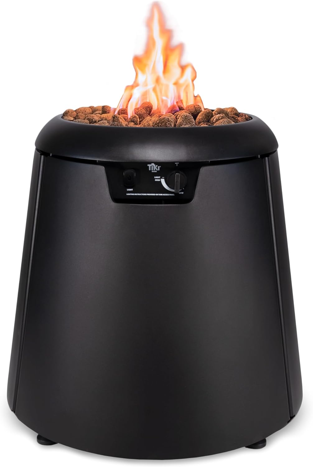TIKI 28.5-Inch Customizable Propane Fire Pit, 40,000 BTU Outdoor Gas Fire Pit with Lava Rocks & Burner Cover \u2013 Modern Black Design for Patio, Backyard, and Outdoor Spaces