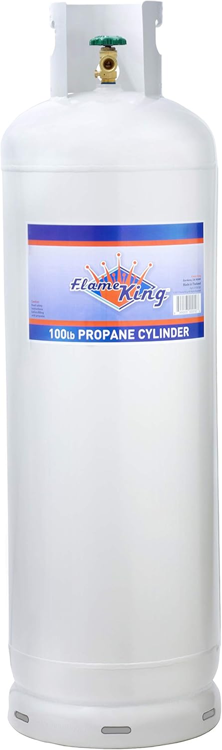 Flame King 100LB (23 Gal) Steel Propane Tank Cylinder with POL Valve and Collar, Great for Mixed Heating Systems, Home fireplaces, Dryers and Grills