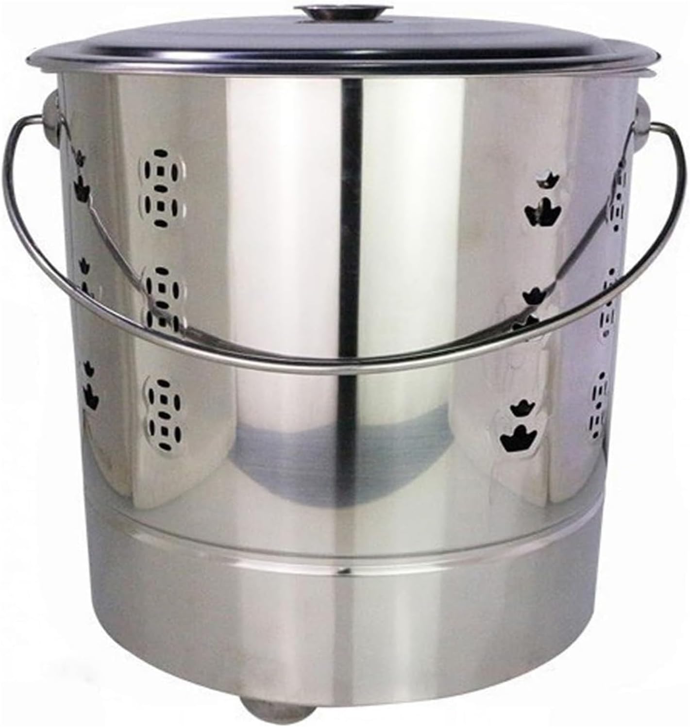 Smokeless Burn Barrel,Burn Barrel, Stainless Steel Burn Barrel Incinerator,Stainless Incinerator Cage with Lid,Garden Burning Fire Bin(Silver,Extra Large 2)