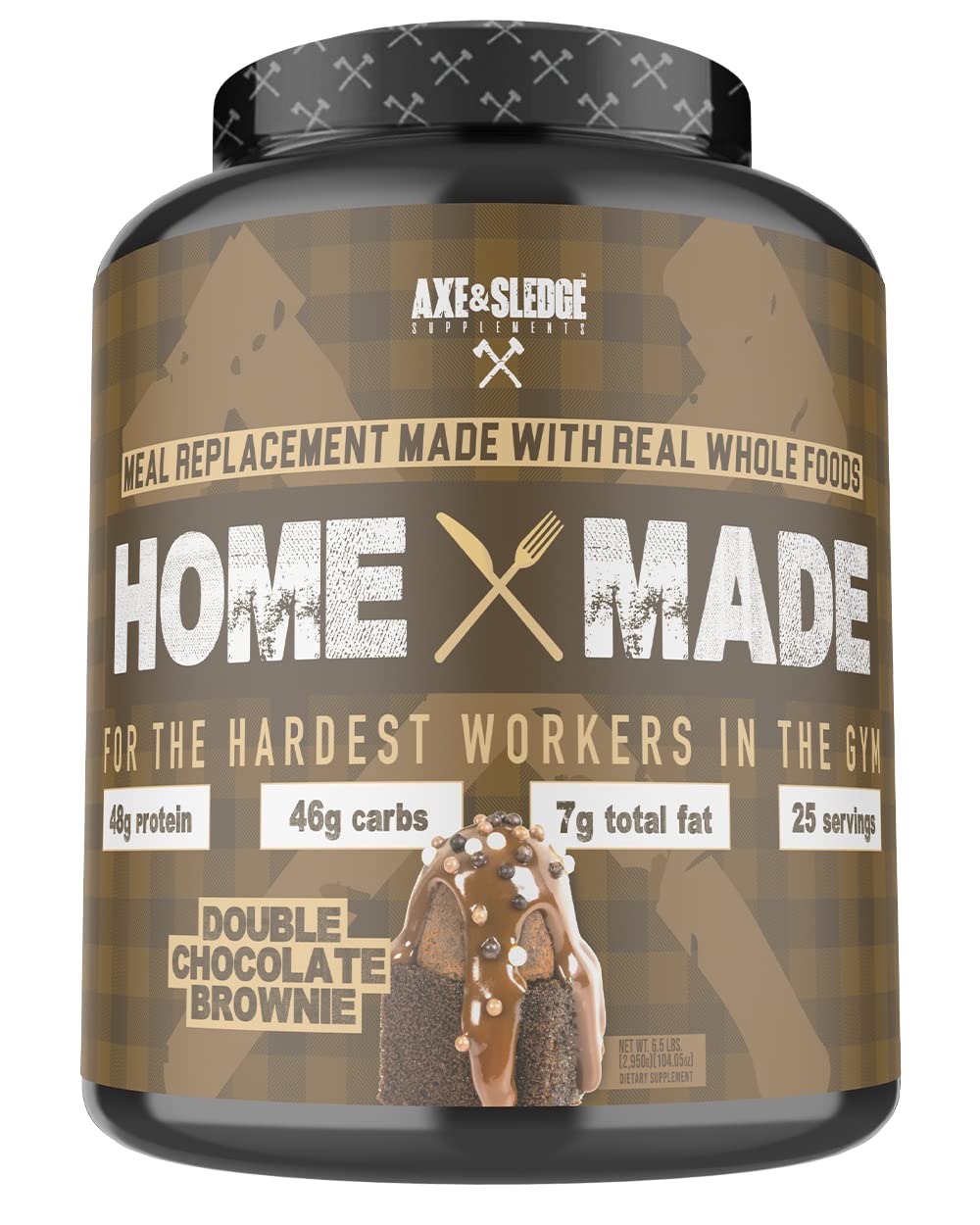 Axe & Sledge Supplements Home Made Whole-Foods-Based Meal Replacement Powder with Digestive Enzymes, Protein, Carbohydrates, and Fats, 25 Servings, Chocolate Brownie