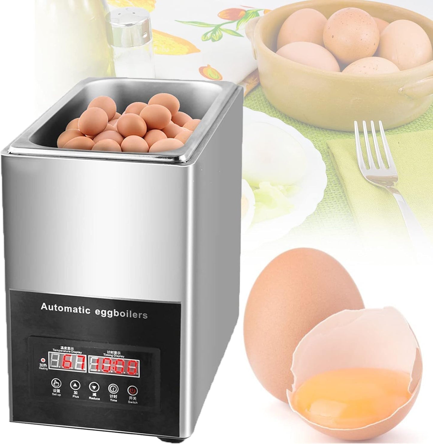 800w Commercial Hot Spring Egg Cooker,Timed 0~99 Minutes 50pcs Intelligent Egg Boiler Cooker 9l Large Capacity Automatic Half-Boiled Egg Soft-Boiled Egg Machine Omelette,220v