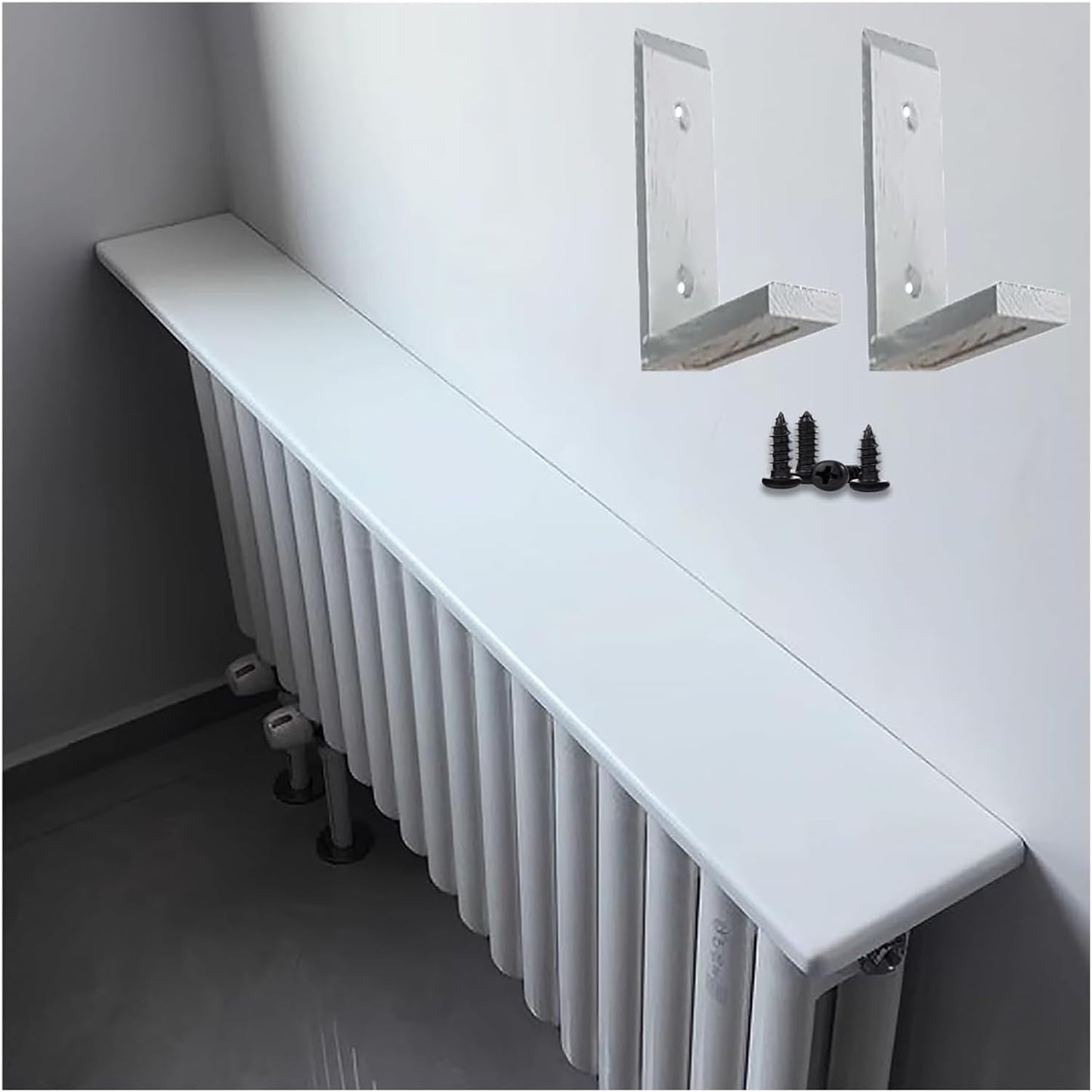 Radiator cover for old radiator,Radiator cabinet, Home Radiator Covers Shelf with Brackets & Screws Over Radiators for Patio\/Front Door Entry\/Farmhouse(White(lxwxh),180x20x2.2cm)