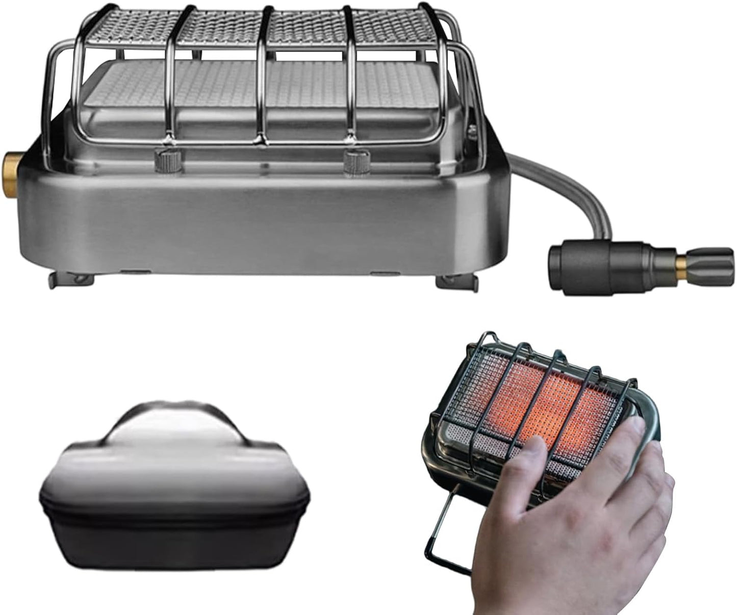 Portable Heater for Camping,Stainless Steel 2-in-1Cooking Stove - Camp Heater for Tent | for Outdoor Hiking Patio Garage Fishing Wildlife Watching 1-2 People