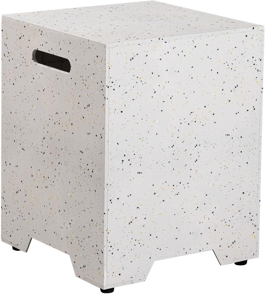 COSIEST Propane Tank Cover with Side Handles,20lb Gas Tank Cover,15.7 inch Outdoor Hideaway Tank Table for Gas Fire Pits-Terrazzo Colorful