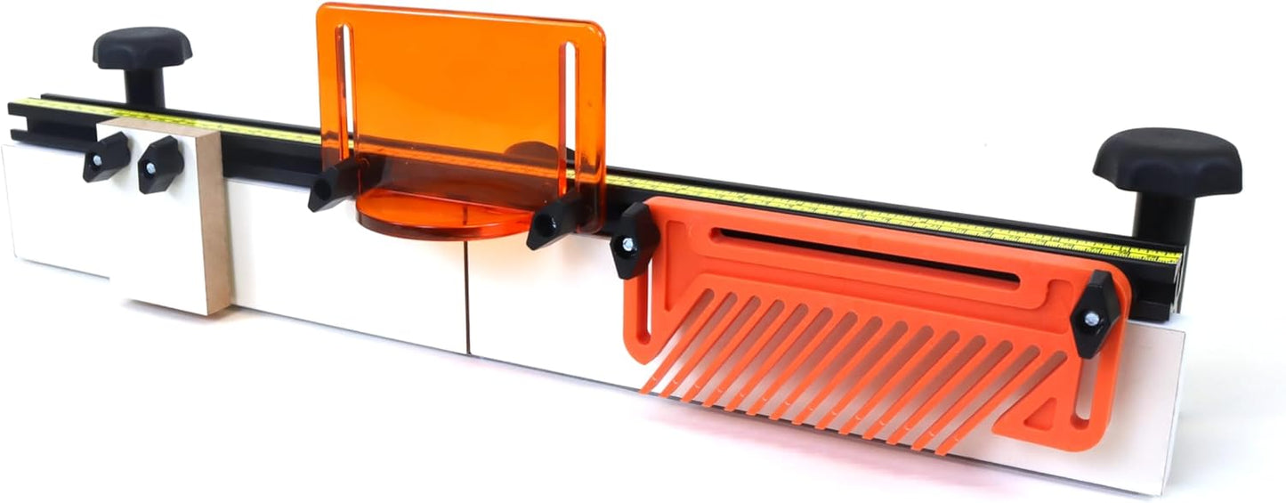 Taytools 300015 Deluxe 32 Inches Long Router Table Fence 3-1/2 Inch Tall Anodized Aluminum with Feather Board, Bit Guard, Adjustable Stop and Dust Port