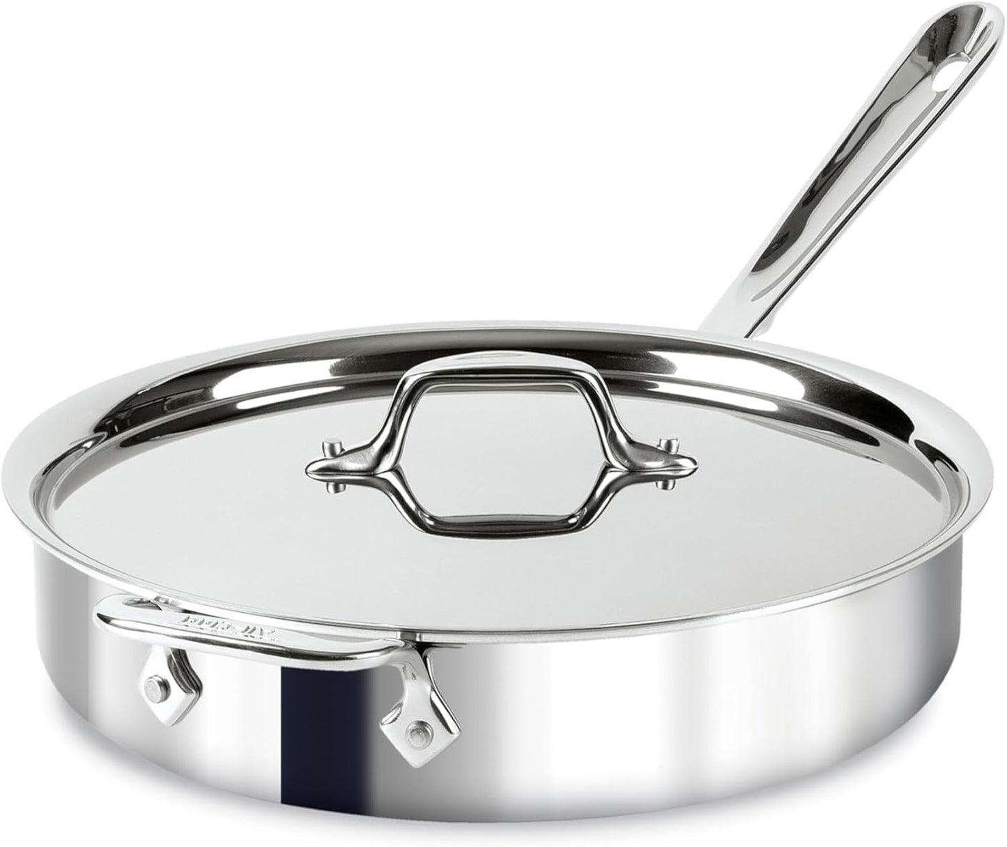 All-Clad D3 3-Ply Stainless Steel Sauté Pan with Lid & Handle 3 Quart, Induction, Oven Broiler Safe 600F, Multi-Cooktop, Deep Frying Pan, Everyday Pan, Skillet, Pots and Pans, Cookware, Kitchen Silver
