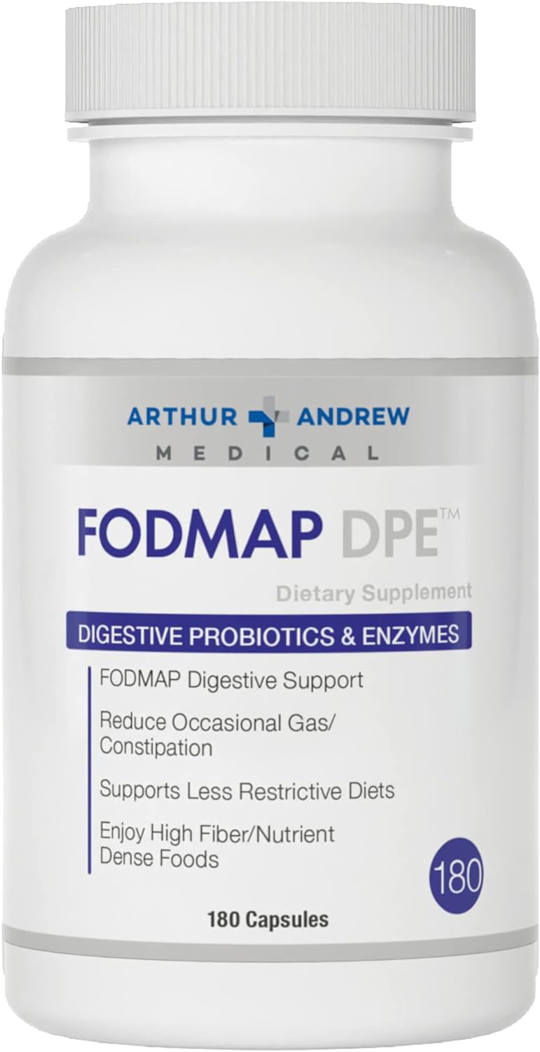 Arthur Andrew Medical - FODMAP DPE, Digestive Probiotics and Enzymes, Relief for FODMAP Intolerance and Highly Fermentable Foods, Vegan, Non-GMO, 180 Capsules