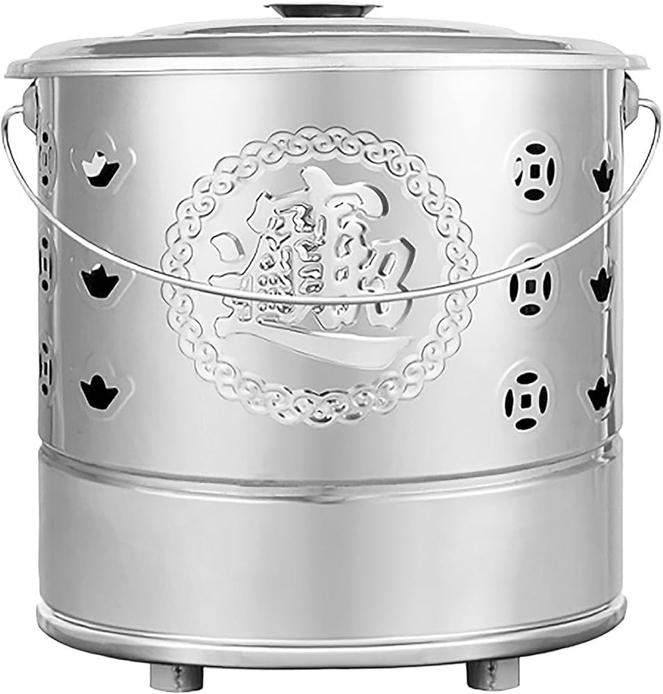 Burn Barrel for Paper Leaf Trash Wood Backyard Bonfire, Outdoor Metal Fire Pits with Lid & Fire Hooks Yard Waste Incinerator for Burning Waste(Size:L)