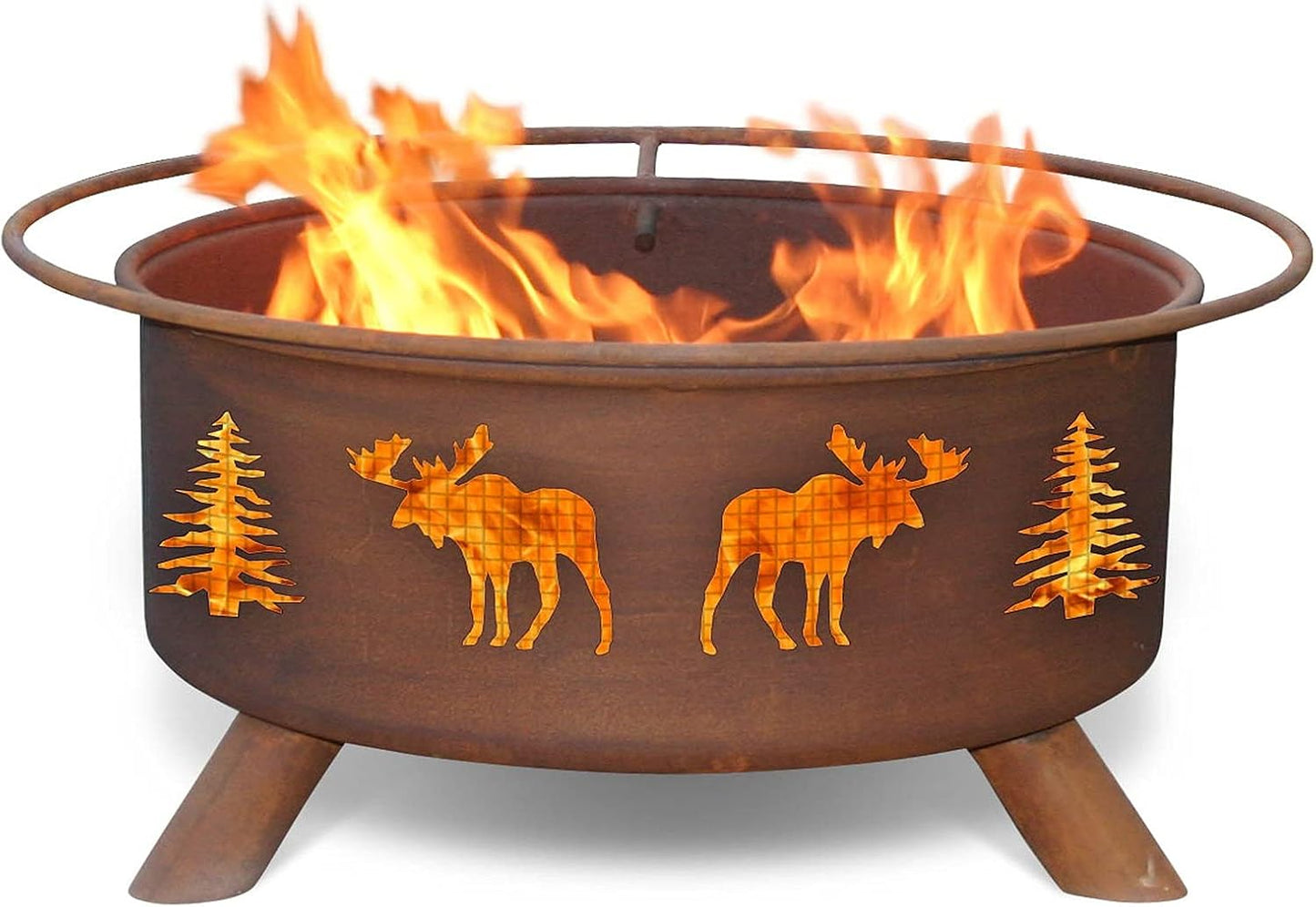 Patina Products F108 Moose Trees Steel Outdoor Fire Pit - 24 x 24 x 11 inch - Natural Rust Patina Finish