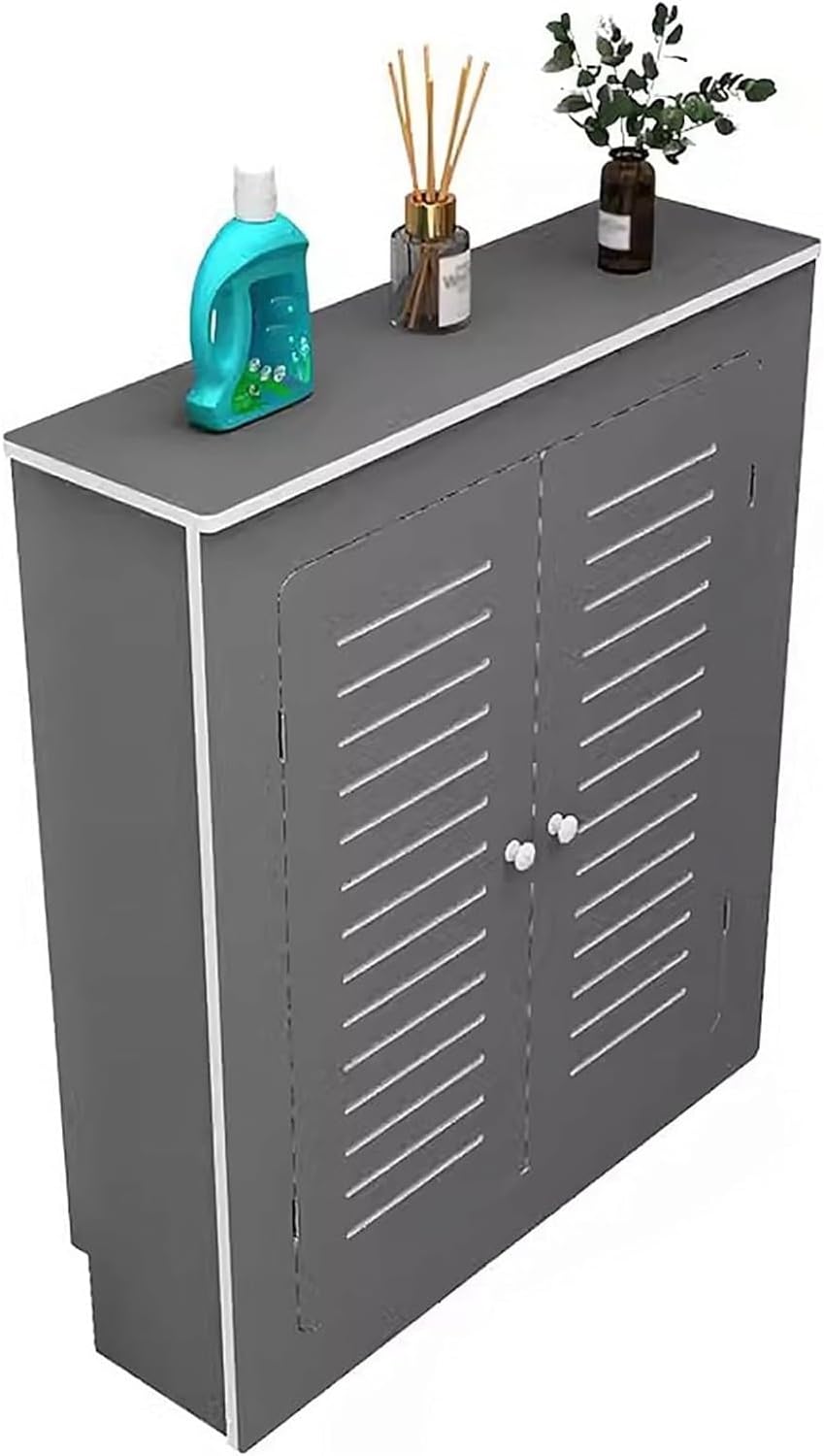 Radiator cover with ventilation slats, Home Kitchen Radiator Valve Cover Louvered Grill Shelf Cabinet Waterproof Bathroom Floor(60x70x20cm(23.6x27.5x7.9in))