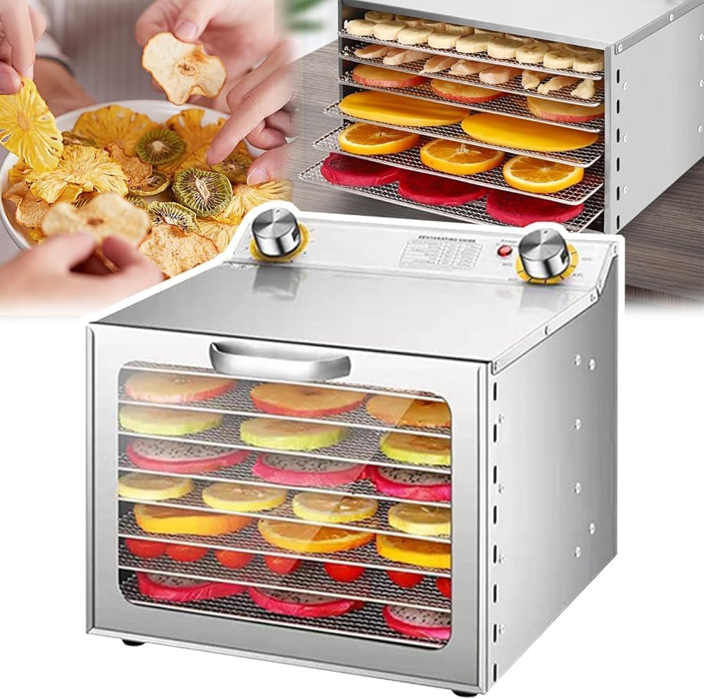 400W Freeze Dryer Machine - 6/8/12 Layer Food Dehydrator, 0-12H Timer, 35-90℃ Temp Range, 6" 360° Fan Blade for Fruits, Vegetables, Meat & Seafood Preservation