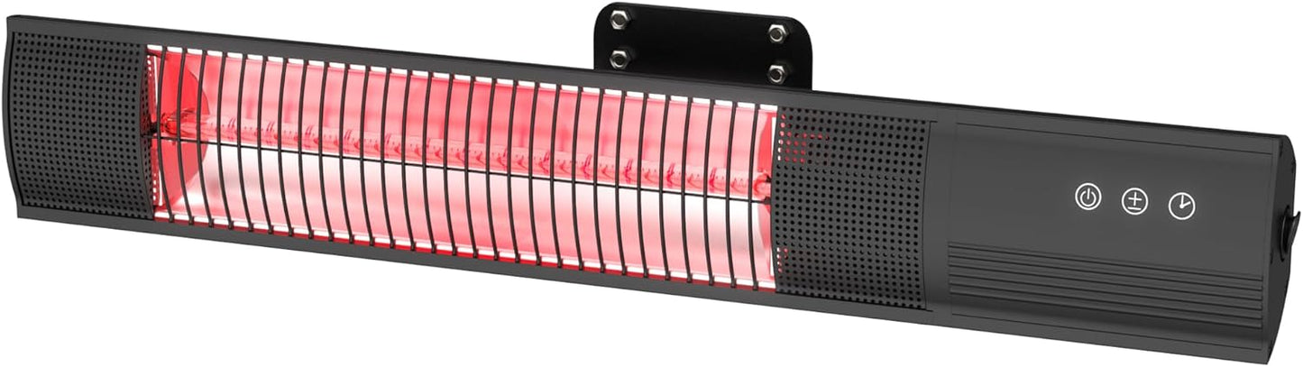 2s Fast Heating Wall-Mounted Outdoor Heaters for Patio, Indoor/Outdoor Hanging Electric Patio Heater 1500W 3 Heat Modes with Remote, Infrared Outdoor Heater IP55 Resistant, 24H Timer, Black