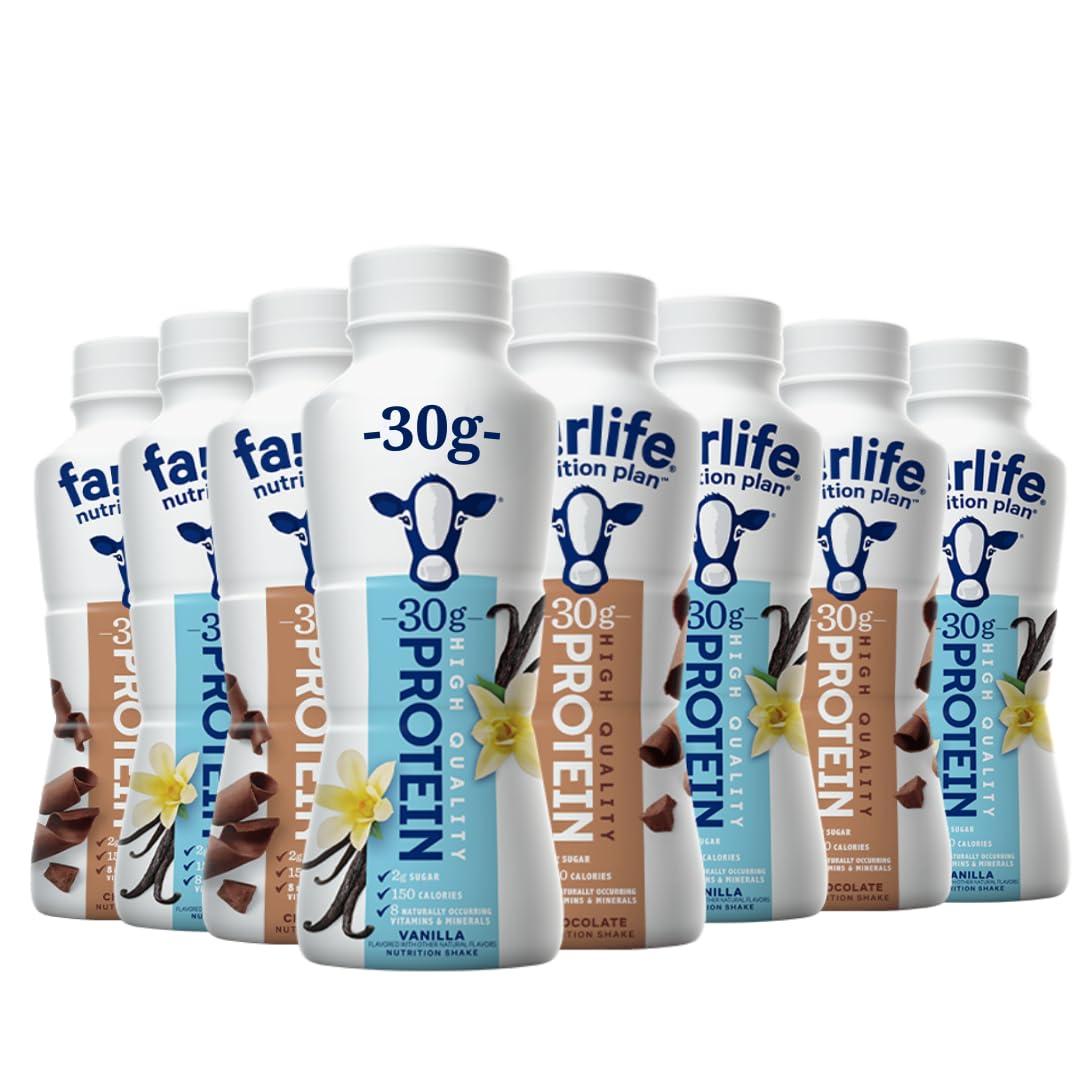 Chocolate & Vanilla High Protein Shake Variety - 30g Protein (8 Pack).