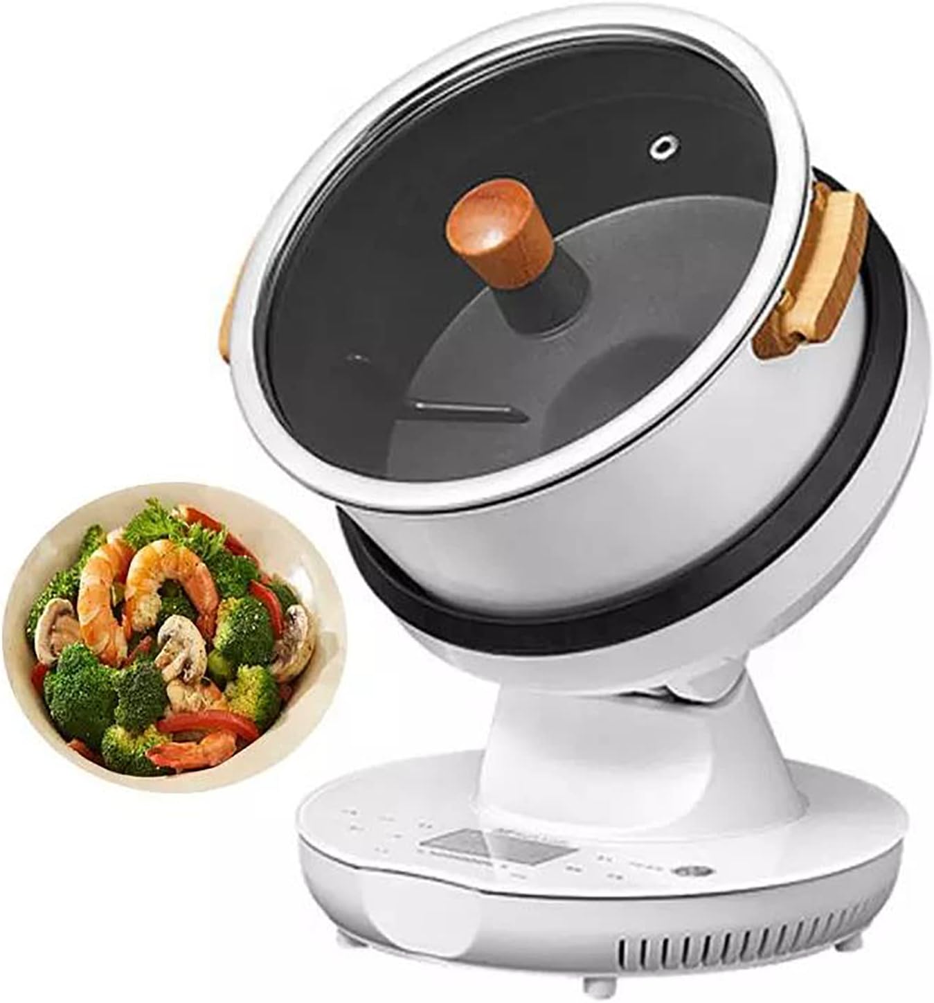 50 Pice Commercial Food Processor, 6L Intelligent Automatic Cooking Machine with 360° Rotating and 3D All-Round Heating, Adjustment 3 Gears Firepower and Pot Body, for Home Restaurant