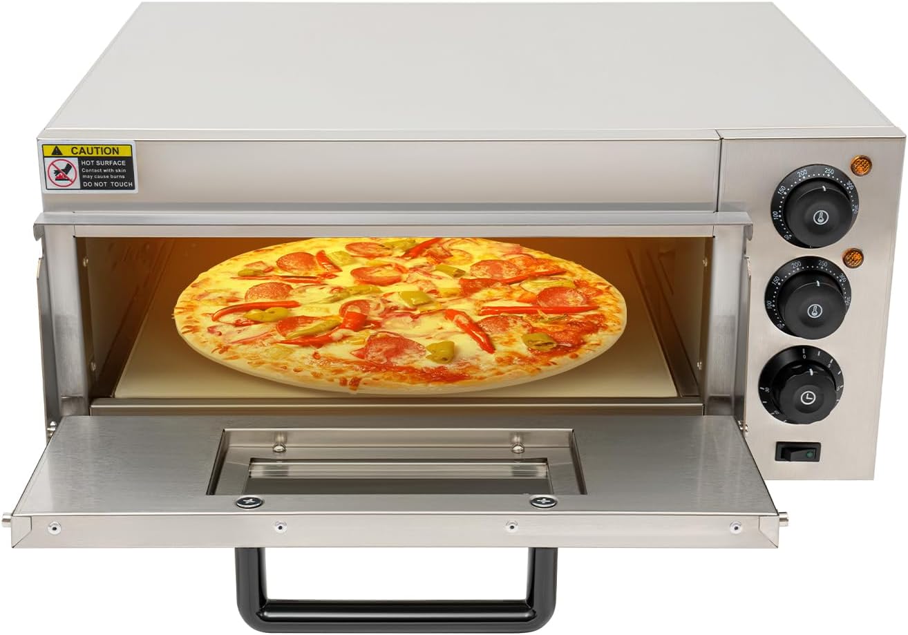 1800W Electric Pizza Oven Indoor Commercial Pizza Oven Countertop Pizza Maker Multipurpose Indoor Pizza Machine for Home Restaurants Bakeries \u2013 Adjustable Temp (122-662°F)-Makes 19.7 inch Pizzas