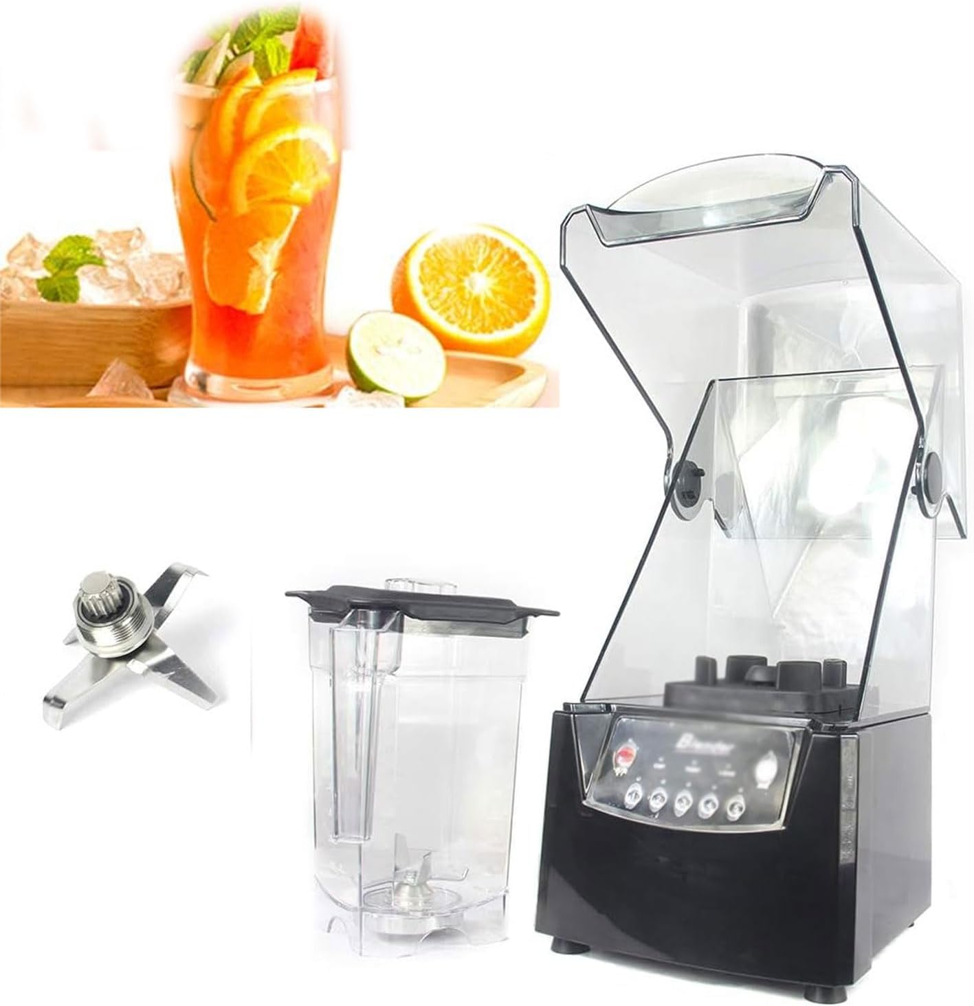 Commercial Fruit Juice Smoothie Maker, 2600W Professional Countertop Blender, 1.8L Soundproof Blender, with Shield Quiet Sound Enclosure, for Restaurants, Hotels, Snack Bars