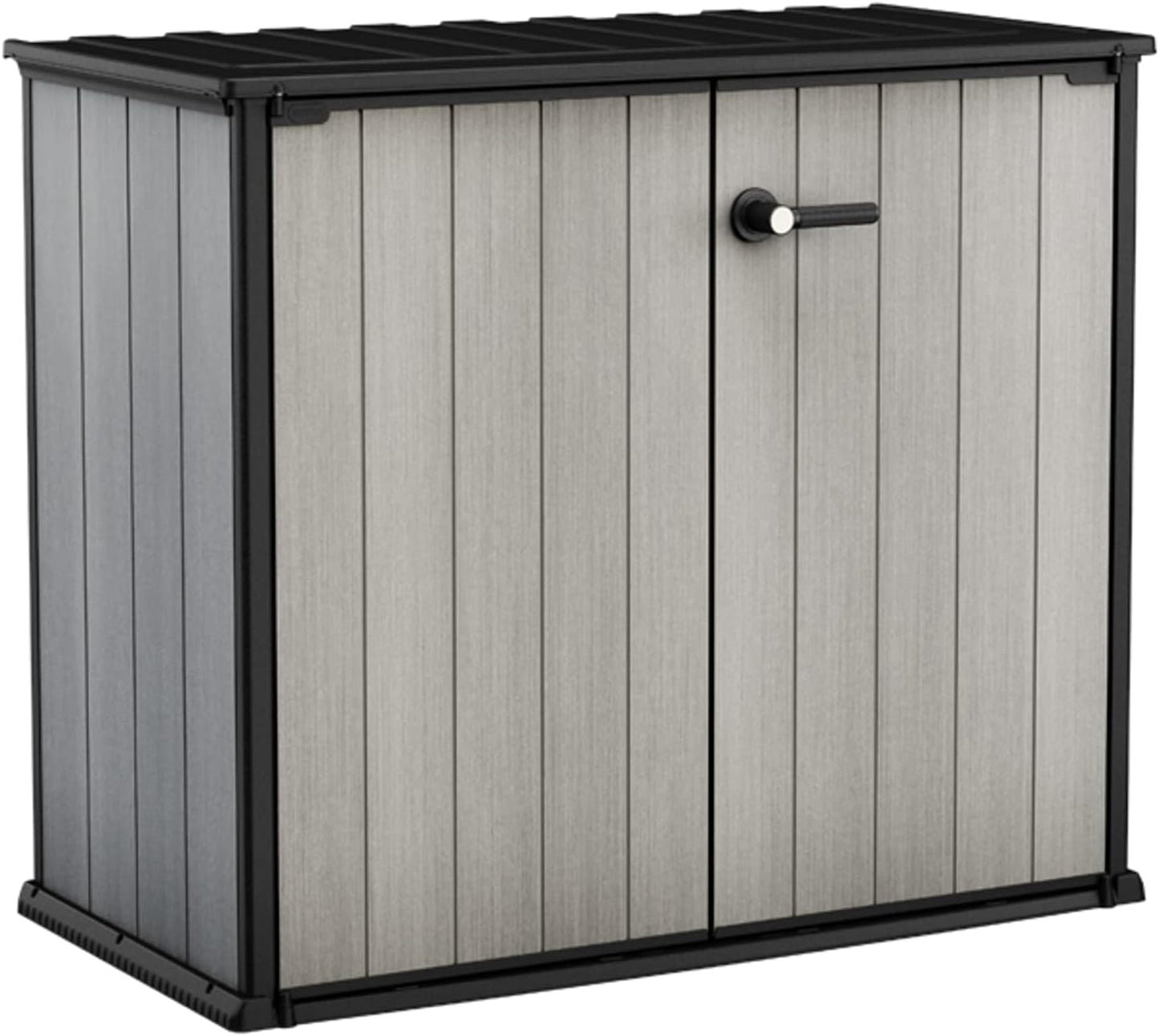 Keter Patio Store 4.6 x 4.0 ft. Resin Outdoor Storage Shed with Paintable and Drillable Walls for Customization-Perfect for Yard Tools and Pool Toys, Grey