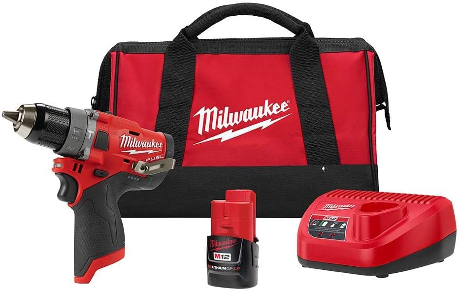 Milwaukee 2504-21 M12 FUEL CP Brushless Lithium-Ion 1/2 in. Cordless Hammer Drill Driver Kit (2 Ah)