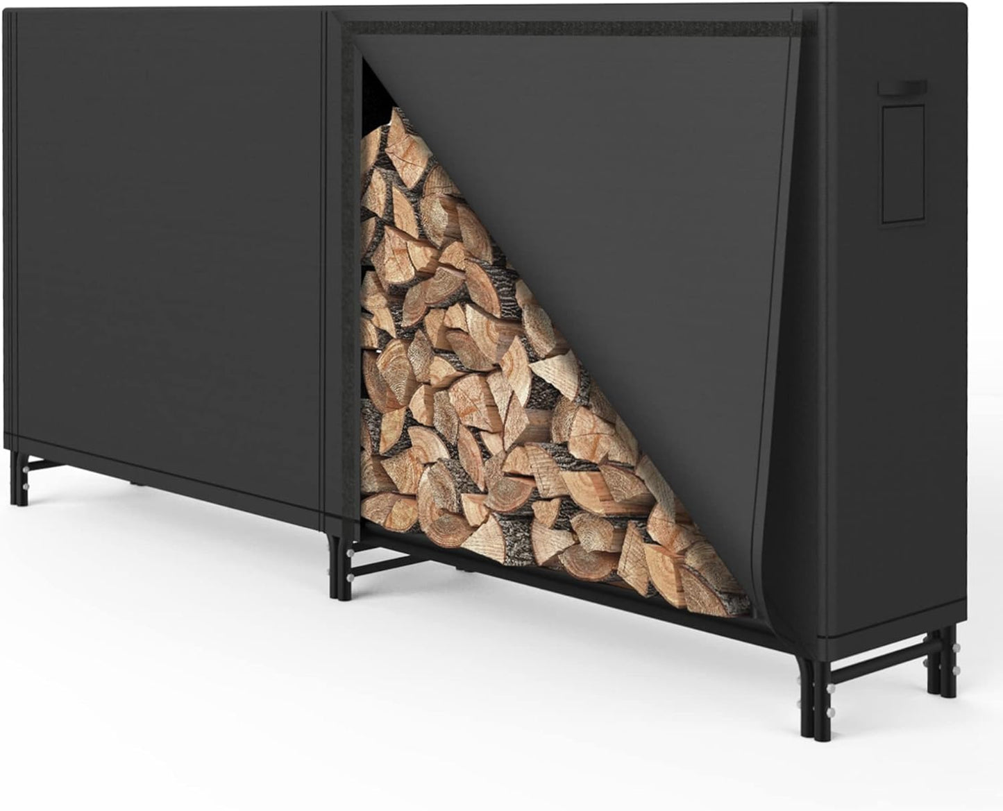 8ft Firewood Rack Outdoor with Oxford Fabric Cover Set, Weather Resistant Fireplace Wood Rack for Firewood with Cover Outdoor