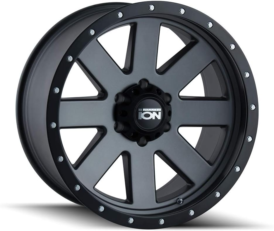 Ion Wheels 134 Matte Gunmetal/Black BEADLOCK Wheel with Alloy Steel (17 x 8.5 inches /6 x 106 mm, 6 mm Offset)