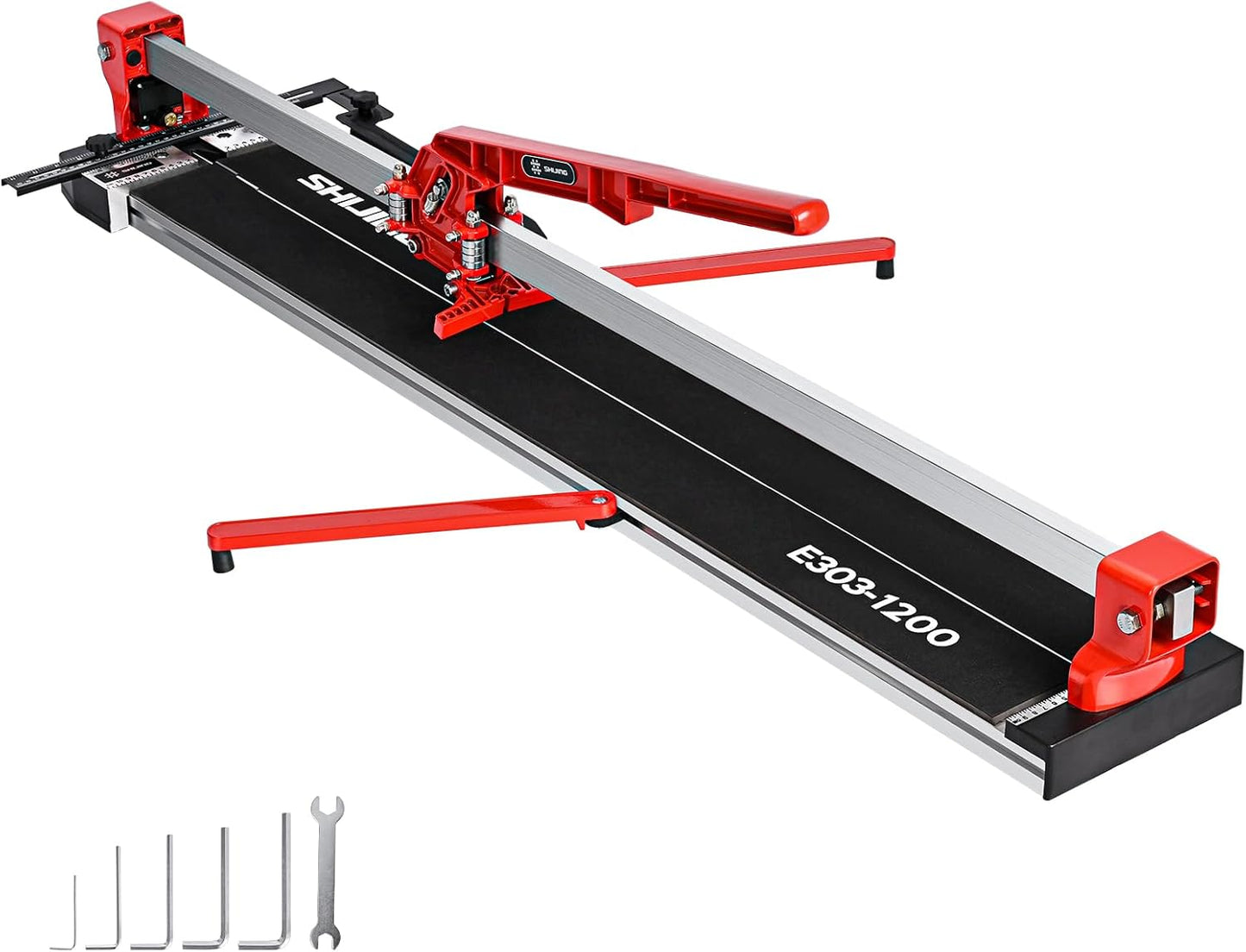 SHIJING 48-inch Manual Tile Cutter with Laser Cutting Guide Porcelain Tile Cutter with Split Platen,Double Aluminum Base,Tungsten Carbide Cutting Wheel