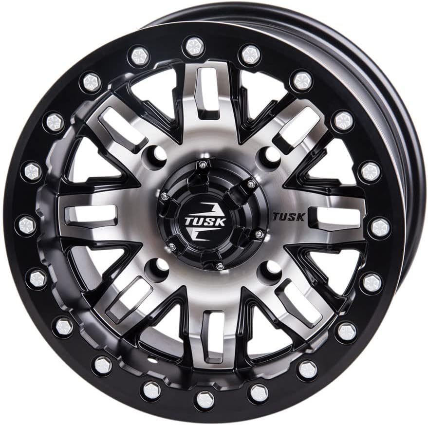4/156 Tusk Teton Beadlock Wheel 15x10 5.0 + 5.0 Machined/Black For Polaris RZR XP Turbo EPS 2016-2021