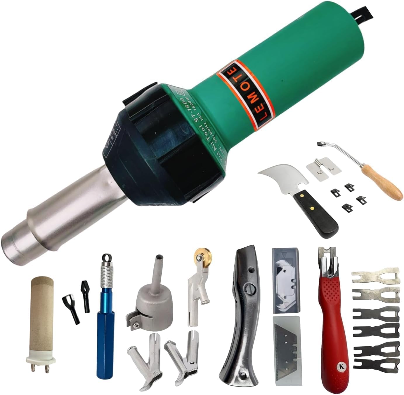 110V 1600W Hot Air Plastic Welder Hand Held Heat PVC Vinyl Linoleum Flooring Hot Air Welding Gun Tools Kit (Set 1)