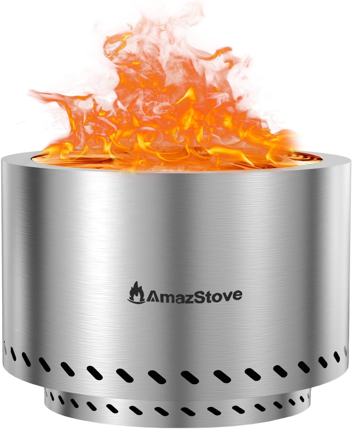 20 inch Large Firepit Outdoor, Thickened 304 Stainless Steel Firepits for Outside, Wood Burning Fire Pit with Portable Carrying Storage, Removable Ash Pan, Camping Backyard (Silver, 20 X 14.4 INCH)