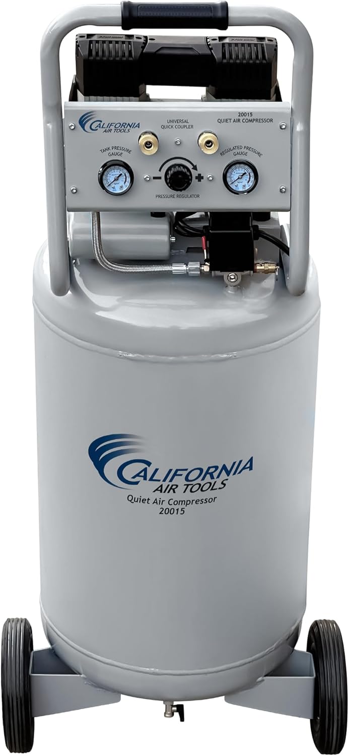 California Air Tools CAT 20015 1.5 HP Ultra Quiet, Oil-Free Air Compressor with Wheels, 20 Gallon Tank Capacity, 70 dB Noise Level, Electric, Portable