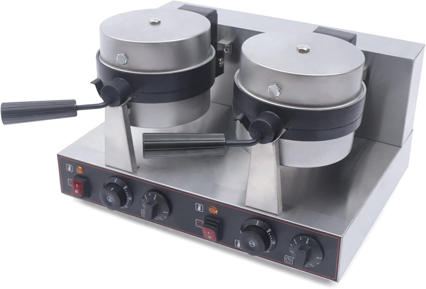 Hamburger Maker, 110V 2400W Round Double-head Commercial Burger Maker, Adjustable Heat and Time Stainless Steel Burger Machine, Non-stick Electric Maker for Restaurant Bakeries Snack Bar