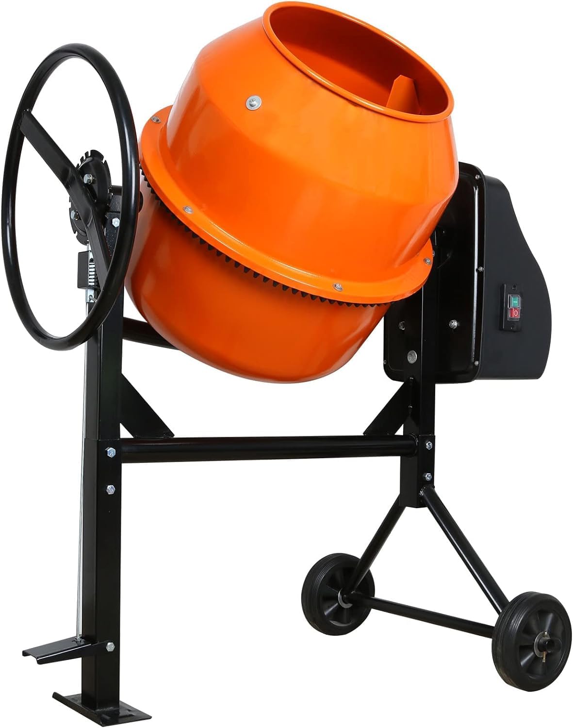 4.2 Cubic Ft. Electric Concrete Mixer, 550W Portable Cement Mixer Machine with 7-Inch Wheels, 2/3 HP Motor Mixing Tool for Stucco - Ideal for Home, Yard, Farm Projects, Upgraded