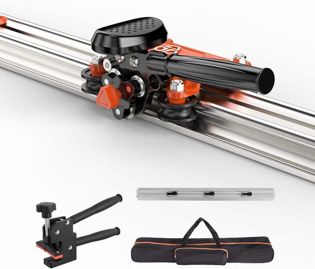 Manual Tile Cutter, Professional Porcelain Slab Cutting Machine for Large format Ceramic Porcelain Tiles, Dual-Rails, Pliers, Locators, Rail Retainers, Tile Cutter Hand Tools (71 inch)