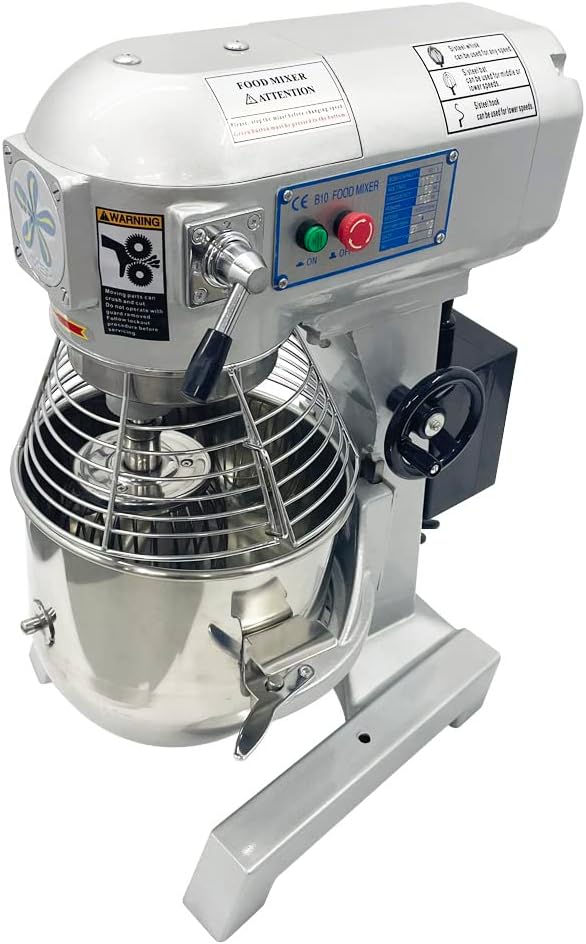 Commercial Vertical Stainless Steel 3 Speed Adjustable Flour Mixer Dough 10Qt Kneading Machine and Dough Maker 450W 110V