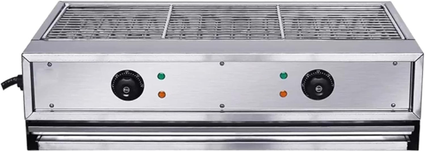 Commercial Stainless Steel Electric Griddle Grill/Smokeless Barbecue Oven with Adjustable Thermostatic Control for Grilled Cheese, Bacon, Sausage