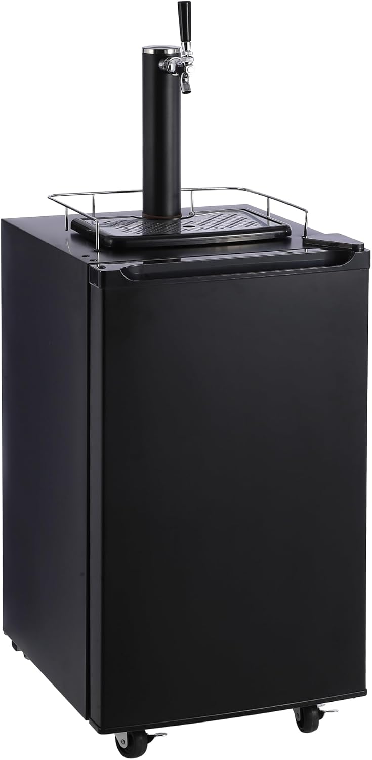 Beer Kegerator , 97L Large Stainless Steel Capacity Beer Cooler,Draft Beer Dispenser, with Adjustable Thermostat, Drip Tray 、 Rail